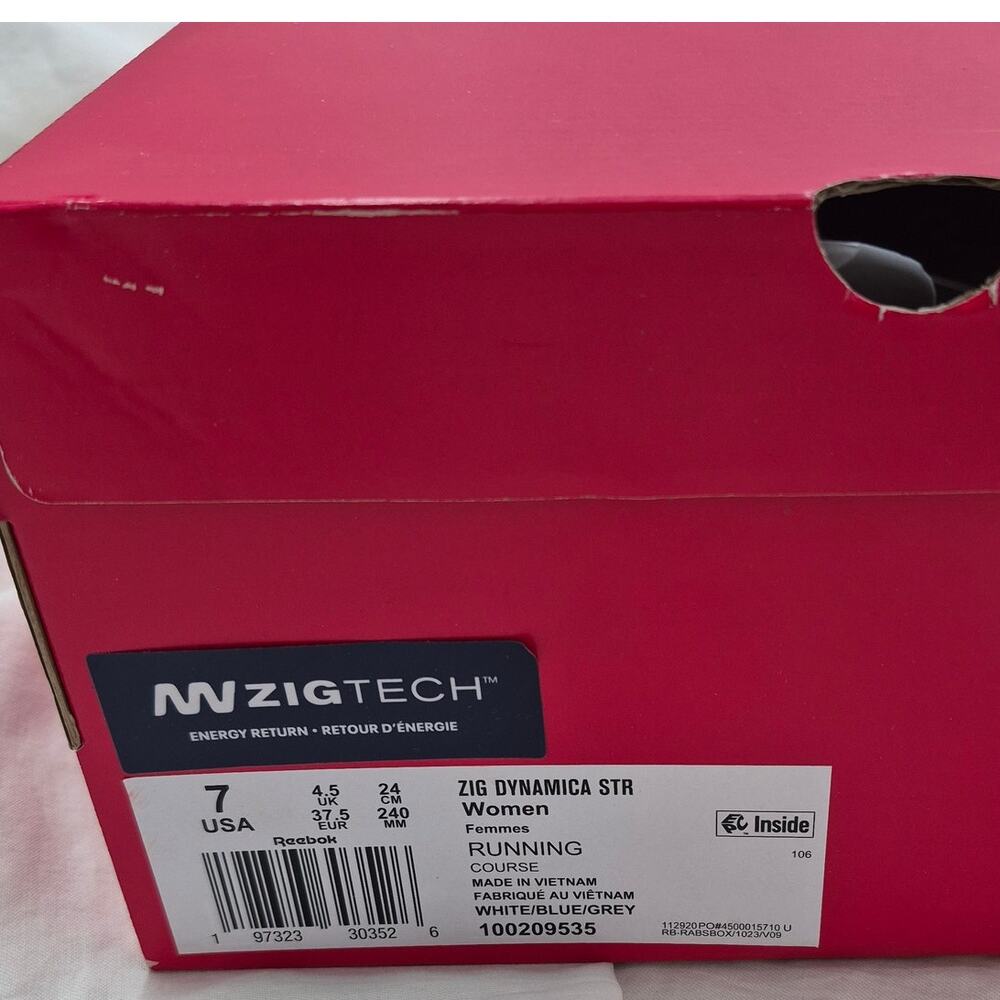 NEW Reebok Zig Dynamica STR running sneaker shoes white aqua grey Women's size 7 - Picture 7 of 7